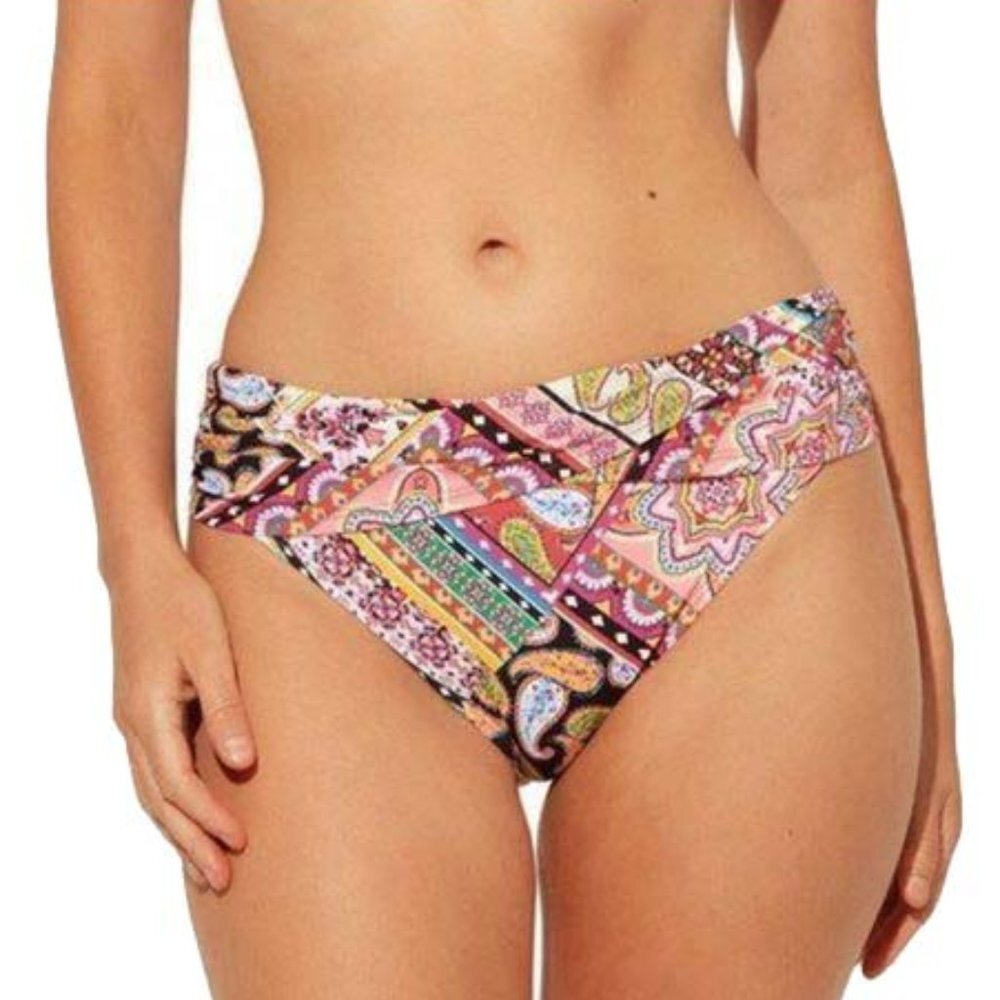 NWT Bleu Rod Beattie Women's Patchwork Paisley Swim Bikini Bottom Sz 12